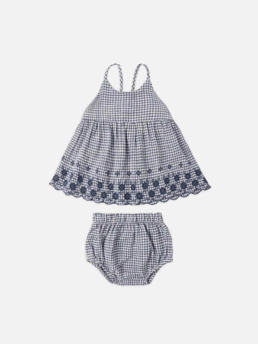 Rylee + Cru Zenni Set Blue Marine Gingham 0-3 Months